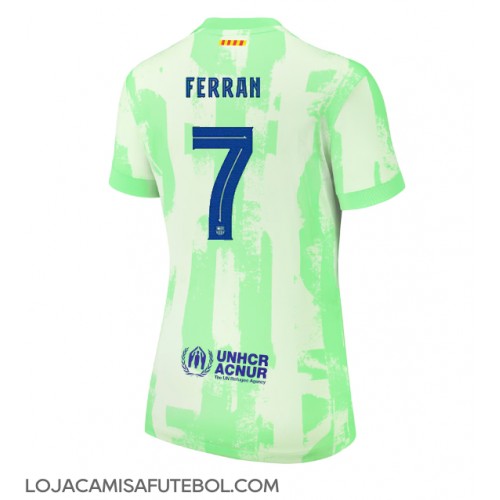 Camisa de Futebol Barcelona Ferran Torres #7 Equipamento Alternativo Mulheres 2024-25 Manga Curta